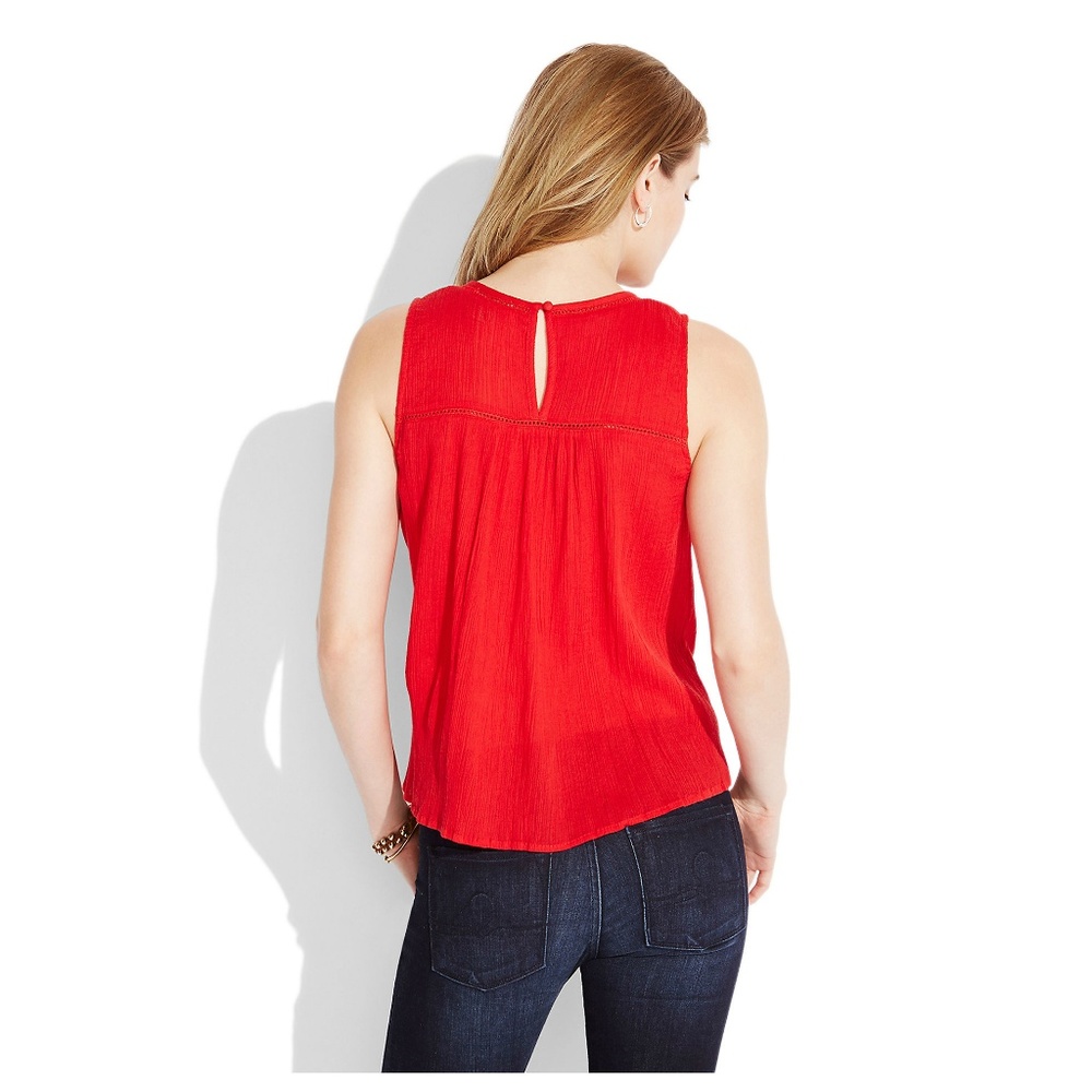 Lucky Brand Red Embroidered Peacock Tank Size M - Picture 2 of 8